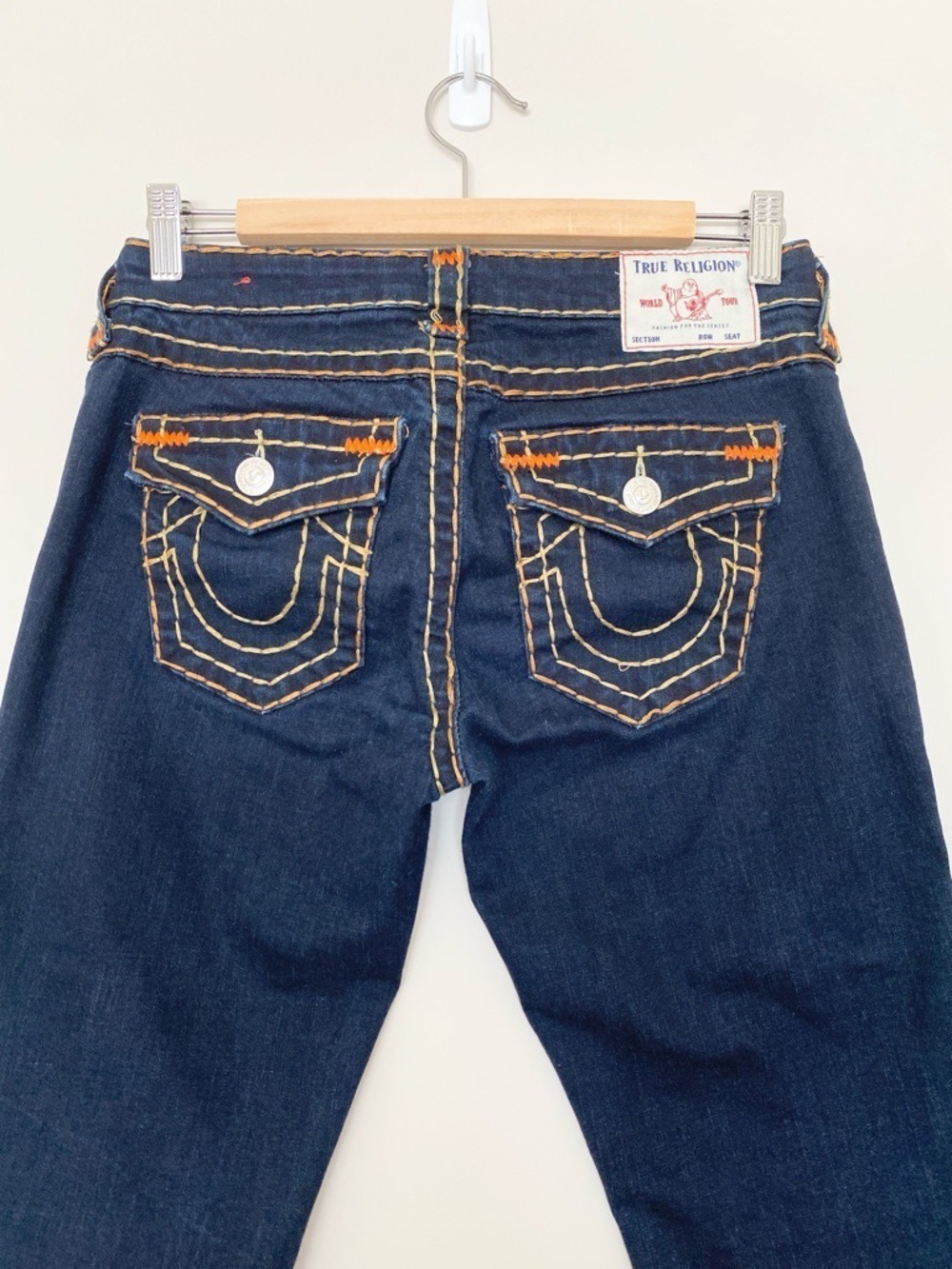 True Religion Womens Becca Mid Rise Bootcut Jean Sz 27 Thick Stitching! Y2K